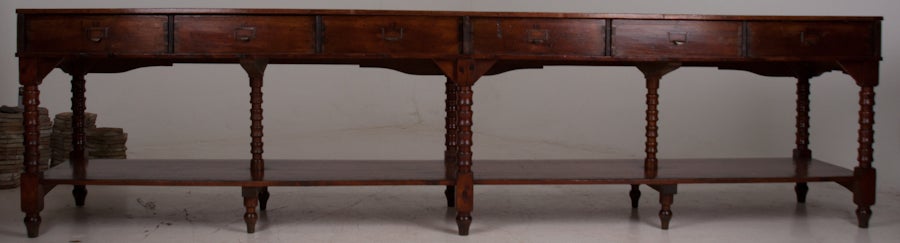 French 19th Century Massive 5 Drawer Drapers Table