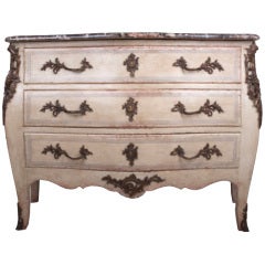 French 19th Century Painted Bombe Commode French 19th Century Painted Bombe Commode