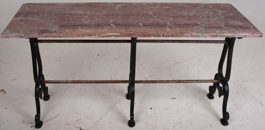 French Cast Iron & Marble Garden Table
