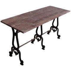 French Cast Iron & Marble Garden Table