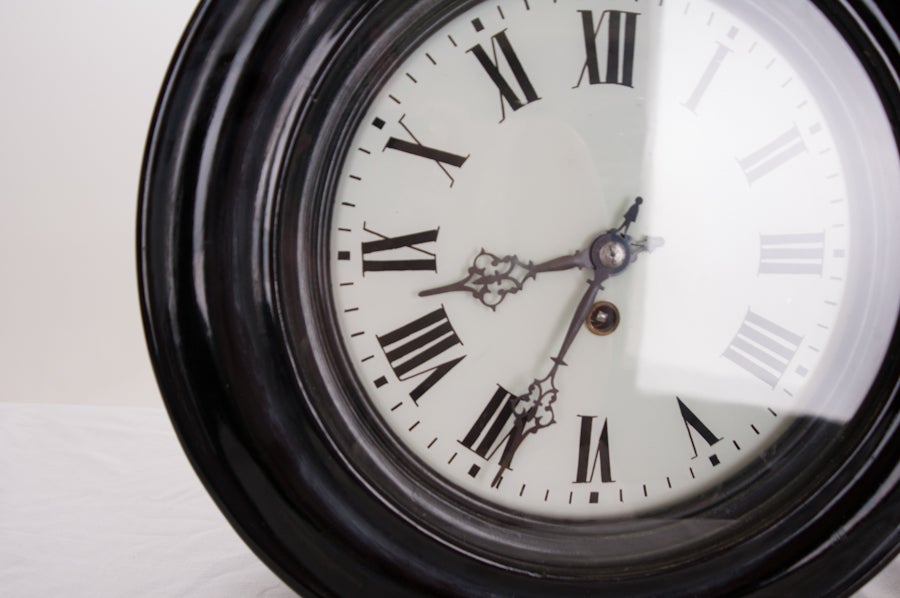 English 19th Century Ebonized Wall Clock