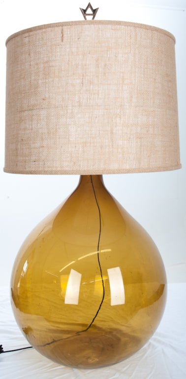 French Large Amber Wine Keg Lamp 3