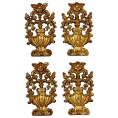 Antique Italian 19th Century Gilt Tall Urns, Set of 4