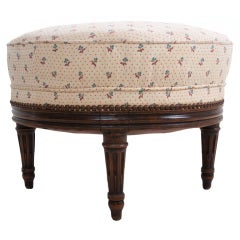 French 19th Century Walnut & Fabric Stool