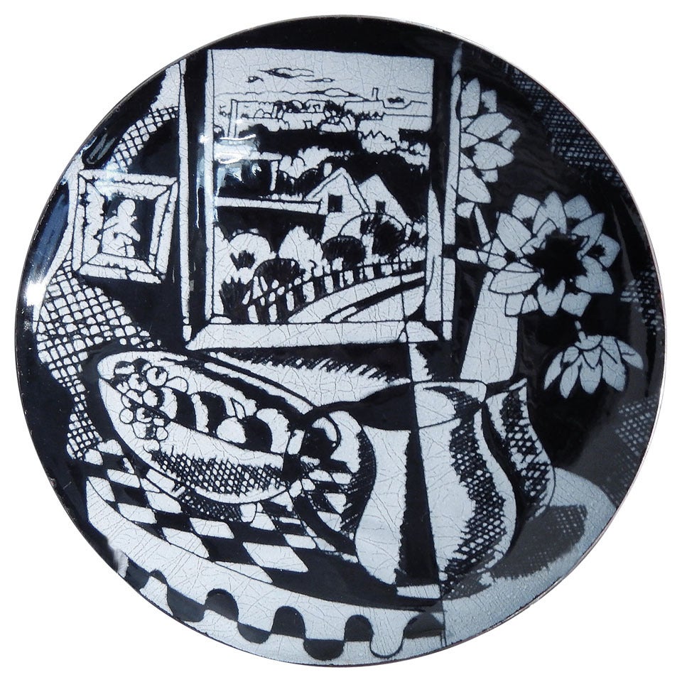 Important Early Art Deco/Cubist "Still Life, " Enamel Bowl by Winter 1934