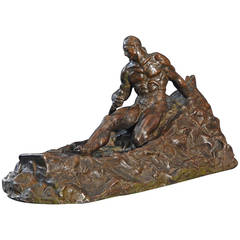 "Man Against Sea, " Highly Rare Art Deco Bronze Sculpture by Antonio de Filippo