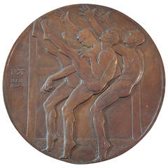 "Punters, " Extremely Rare, Large Bronze Relief with Football Theme by McKenzie