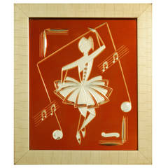 Vintage "Cubist Ballerinas, " Pair of Unique Art Deco Panels in Cut Mirrored Glass