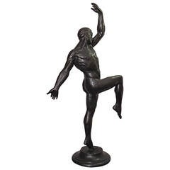 "Männlicher Tänzer (Nijinsky)":: sehr seltener männlicher Akt Art Deco Bronze von Riviere