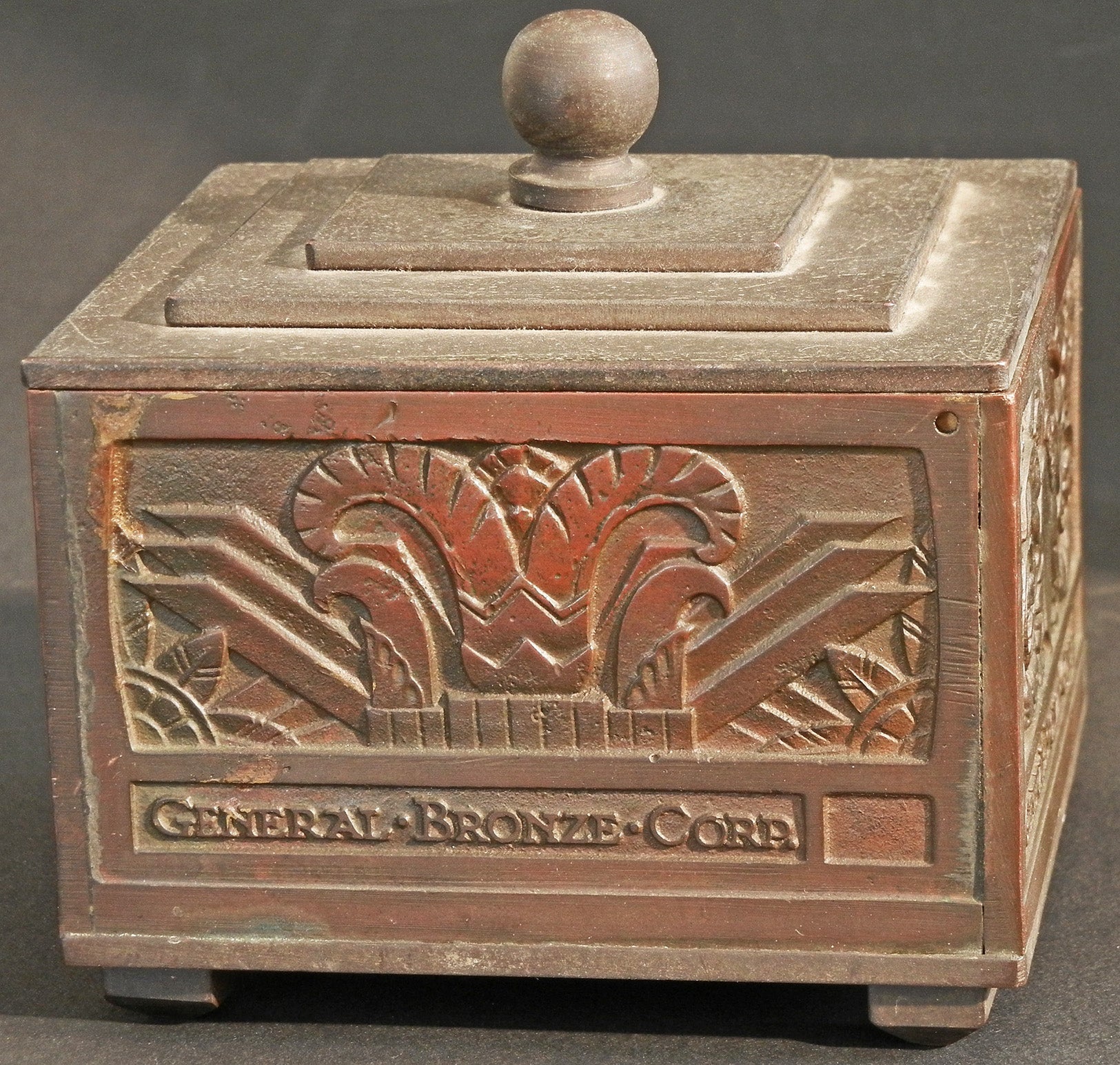 Highly Rare Art Deco Bronze Box, General Bronze Corporation For Sale