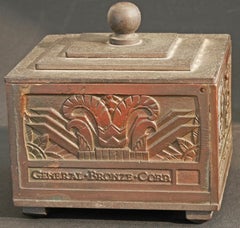 Rarissima scatola di bronzo Art Deco, General Bronze Corp, Roman Bronze & Tiffany