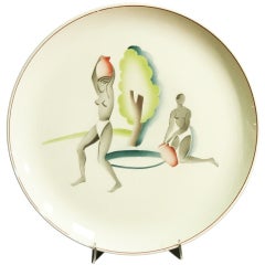 "Africans with Jars, " Rare Art Deco Charger by Andlovitz for Societa Ceramica