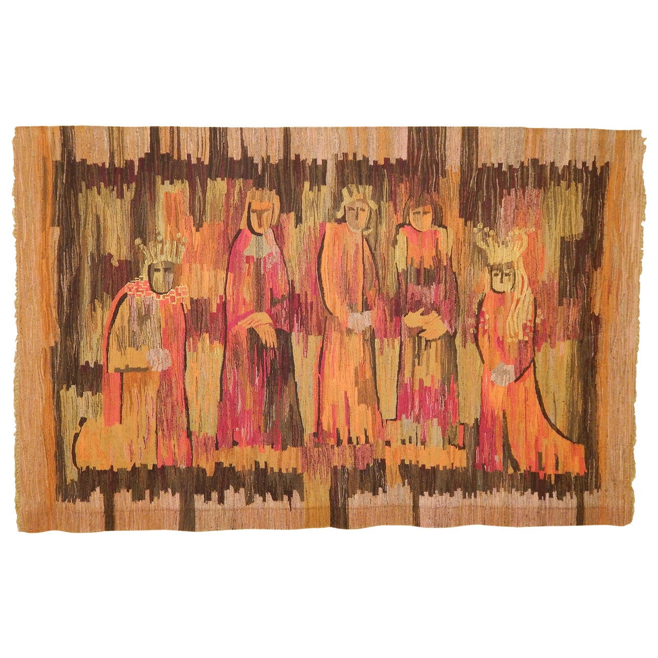 "King and Queen, " Monumental, Mid-Century Tapestry Masterpiece, 1955