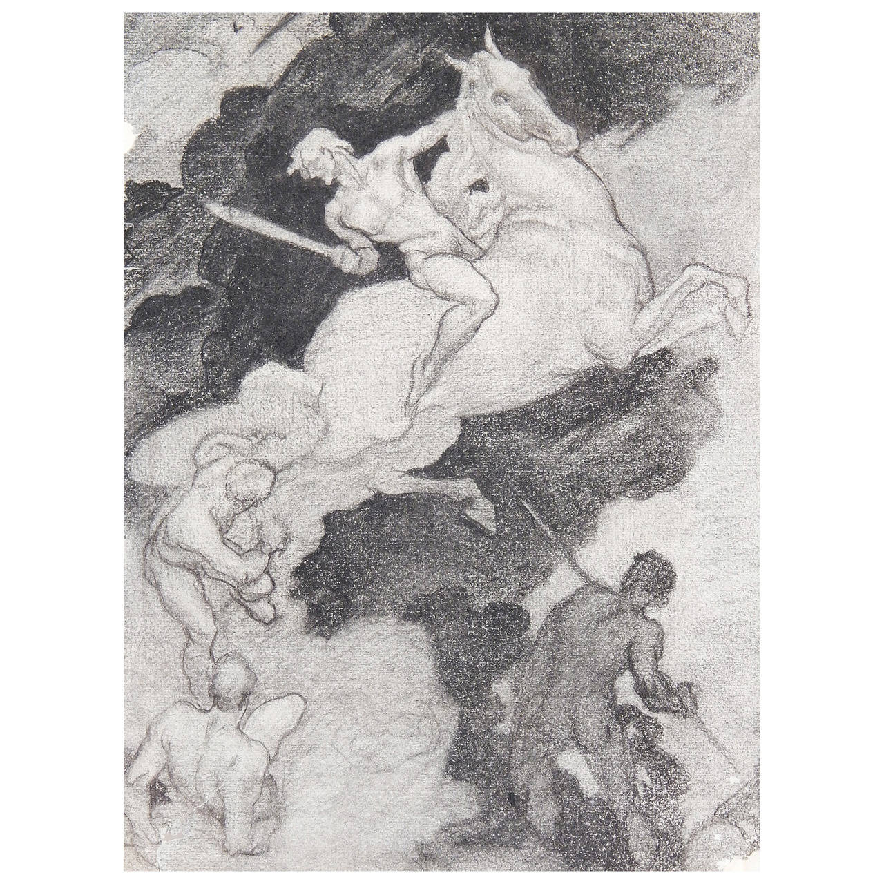 "Battle of the Gods," Mural Preparatory Drawing by Dunbar Beck, Art Deco