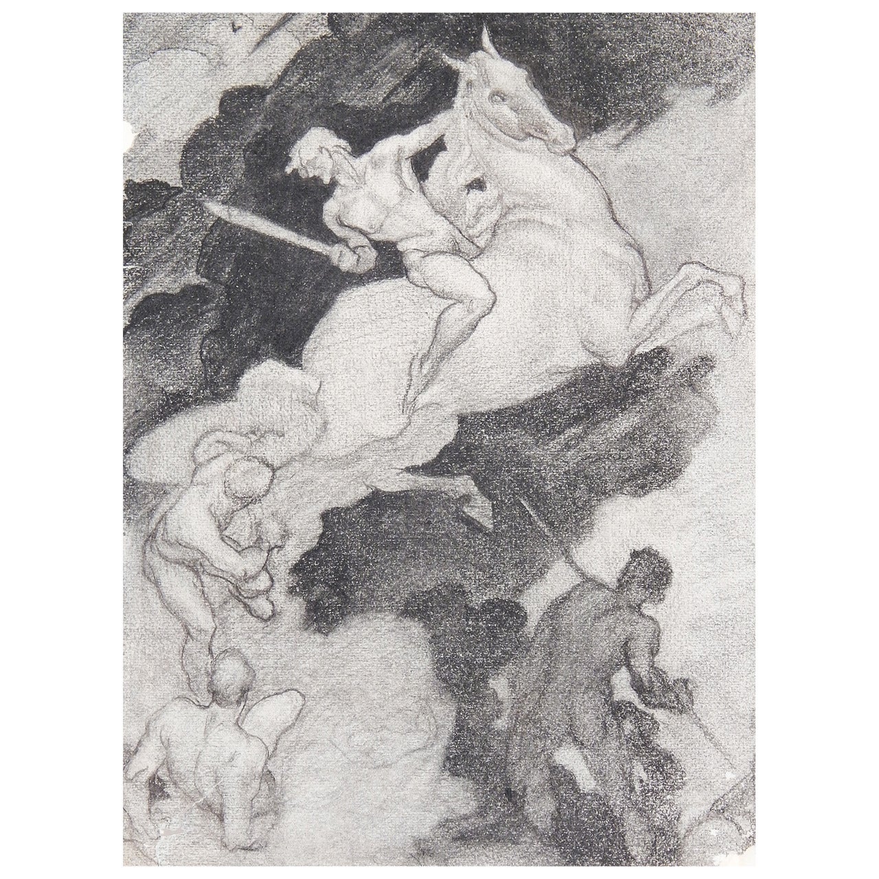 "Battle of the Gods, " Mural Preparatory Drawing by Dunbar Beck, Art Deco For Sale