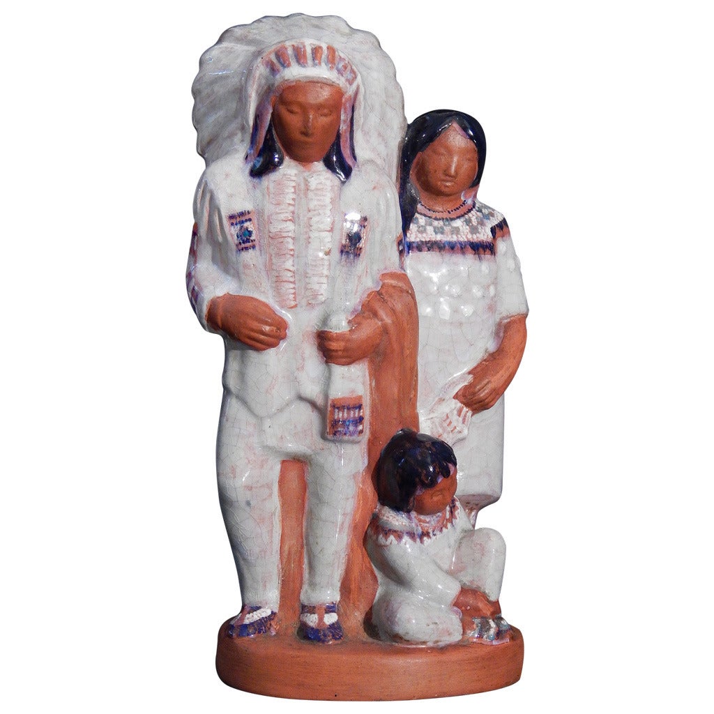 "Jefe indio y familia", importante escultura de Seaver de la época de la WPA, años 30