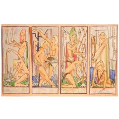 Extraordinary Study for Art Deco Mural/Screen by DiTullio