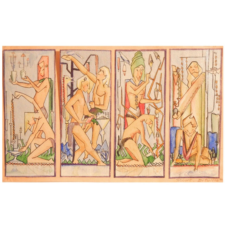 Außergewöhnliche Studie für Art-Déco-Wandbildhauerei von DiTullio