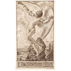 "Icarus, " Rare Large Bookplate by Schaefer for Eugen Bergmann