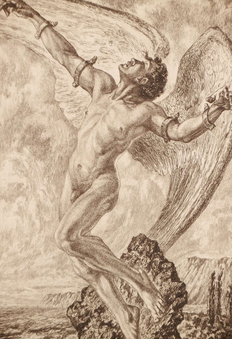 Quot Icarus Quot Rare Large Bookplate By Schaefer For Eugen