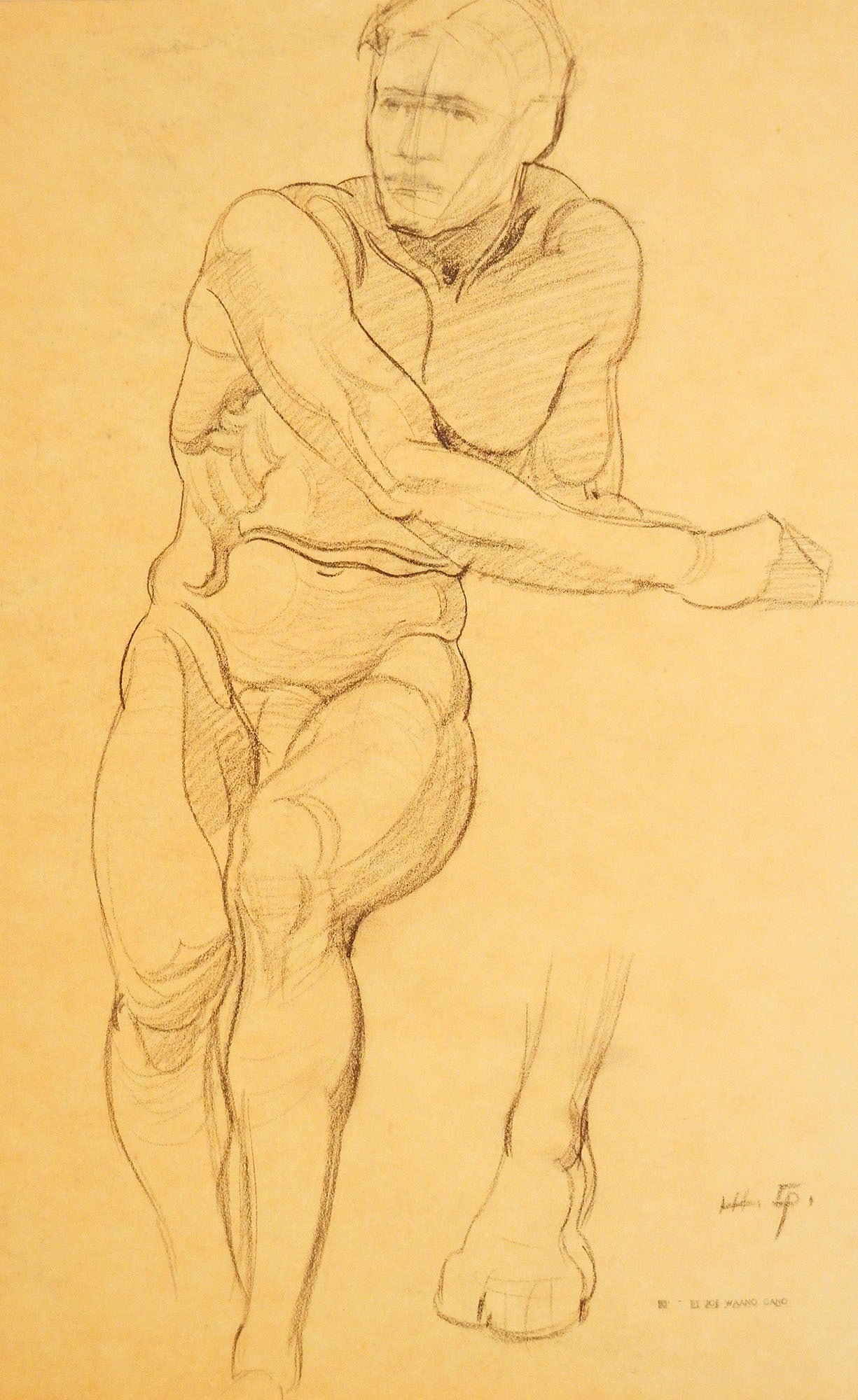 "Seated Male Nude, " Drawing by Joe Waano Gano