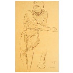 "Seated Male Nude, " Drawing by Joe Waano Gano