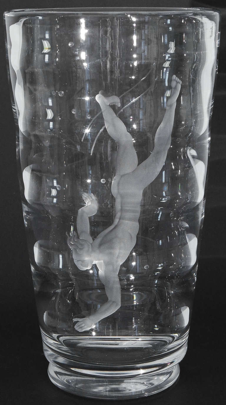 A classic and elegant example of Art Deco engraved glass and one of the 
