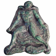 "Nudo con mantello", grande e importante pannello in bassorilievo di Mayodon