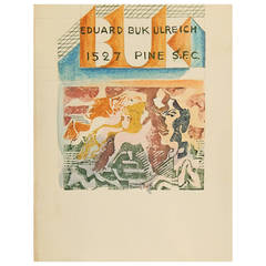 Vintage Important Linocut Print and Unique Biographical Documents for Eduard Ulreich