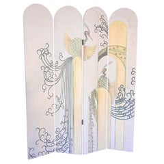 "Peacocks and Fountains, " Unique & Remarkable Art Deco Screen