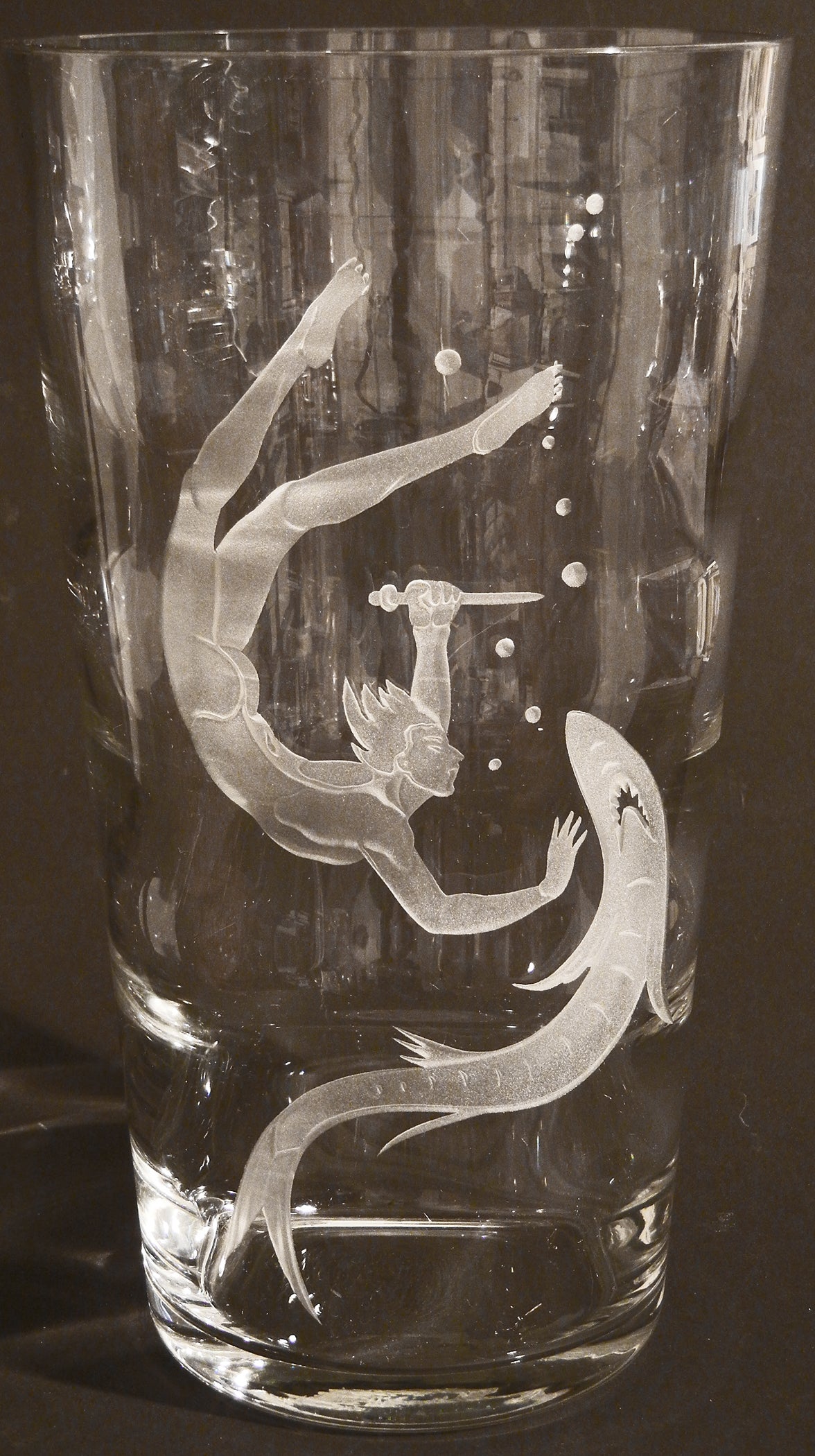 Extremely Rare, Large "Nude Diver and Shark" Art Deco Vase