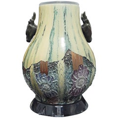 Extraordinary Table Lamp with Scagliola, Deer's Head Mounts, Lucite Base