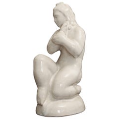"Nudo femminile seduto", graziosa scultura Art Deco francese