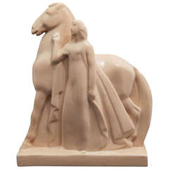 "Woman and Horse, " Classic Art Deco Sculpture by De Vegh for Lamberton Scammell