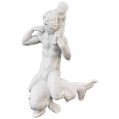 "Merman Riding Dolphin":: sehr seltene:: 16" Art Deco Skulptur von Nielsen