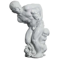 "Nu avec guirlande de fruits et enfant":: très rare sculpture de Kai Nielsen
