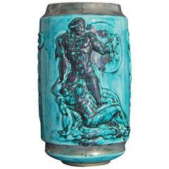 "Nude Warriors and Physician," Rare Art Deco Apothecary Jar by Mayodon 5