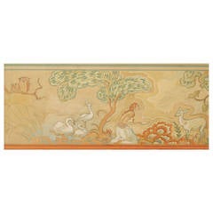 Used "Nymph and Fawn in Paradise, " Superb Art Deco Mural Study Painting by Petersen