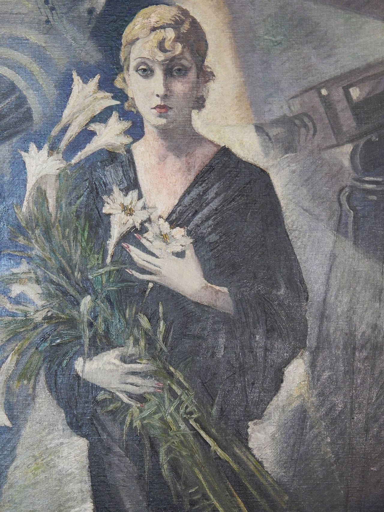 "Alice Roberts, " Importante retrato Art Decó de estrella de cine por Van Caulaert, 1930
