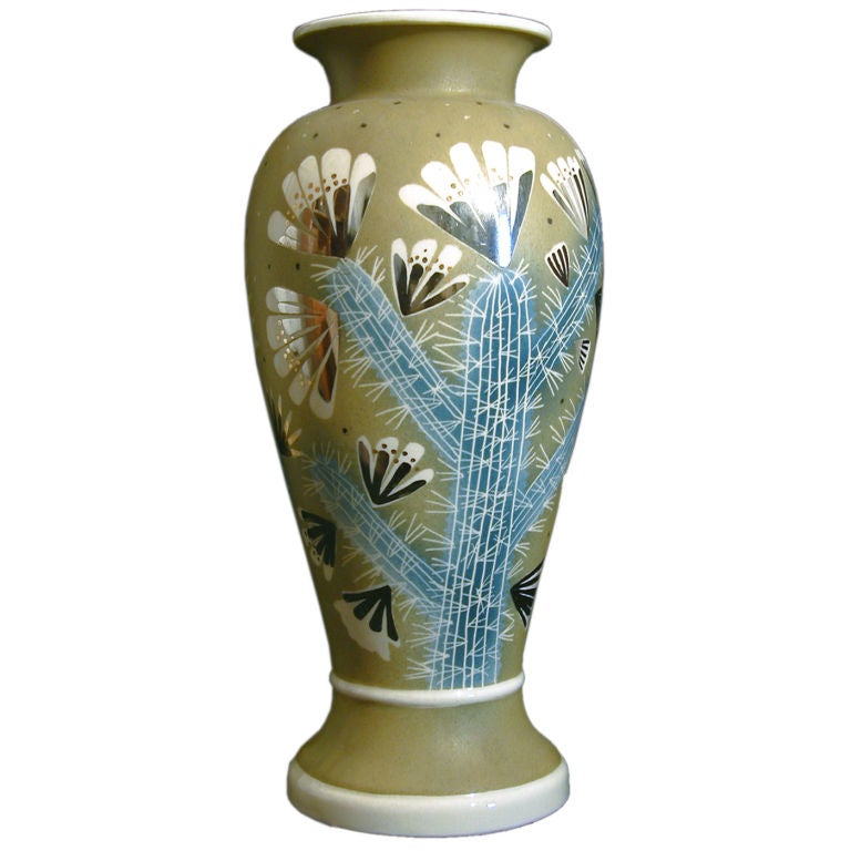 Seltene Art déco-Vase „Flowering Cactus“ von Waylande Gregory