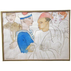 "Sailor and Soldier in Morocco, " Watercolor by Van Moppes