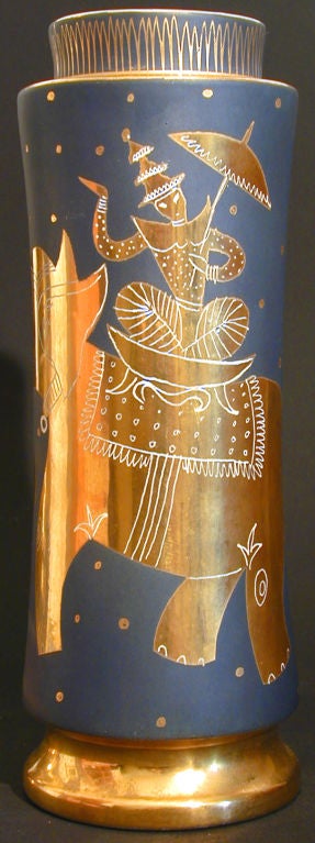 Rare Pair of Lamp Bases with Exotic Thai Theme, Gold Glaze