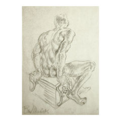 Drawing of Male Nude by Ben Messick, circa 1930s