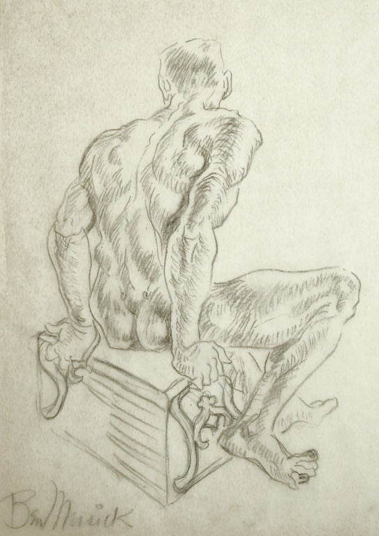 Drawing of Male Nude by Ben Messick, circa 1930s