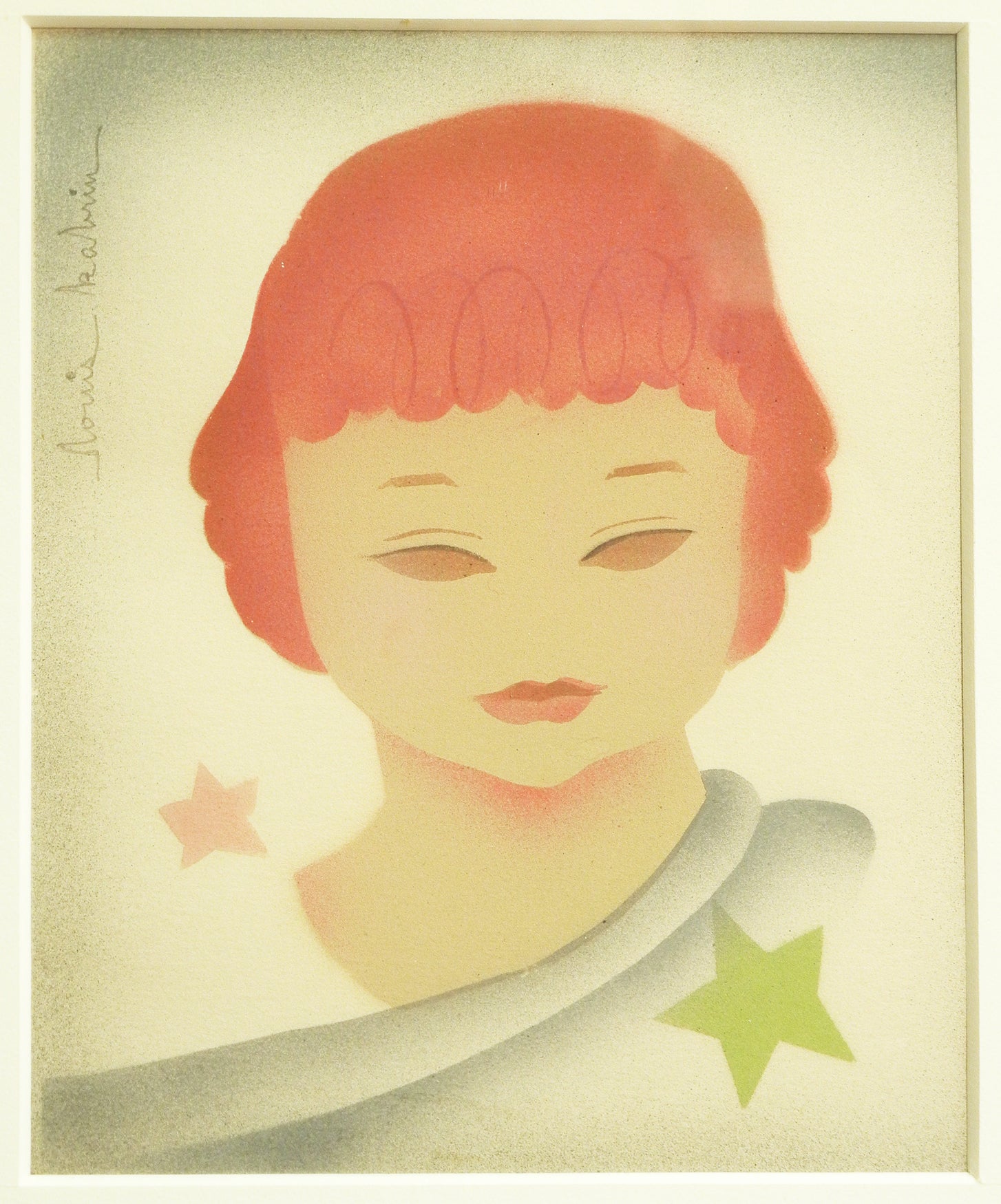 "Star Child, " Rare Art Deco Pochoir by Louis Kabrin