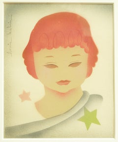 "Star Child", raro pochoir Art Déco di Louis Kabrin