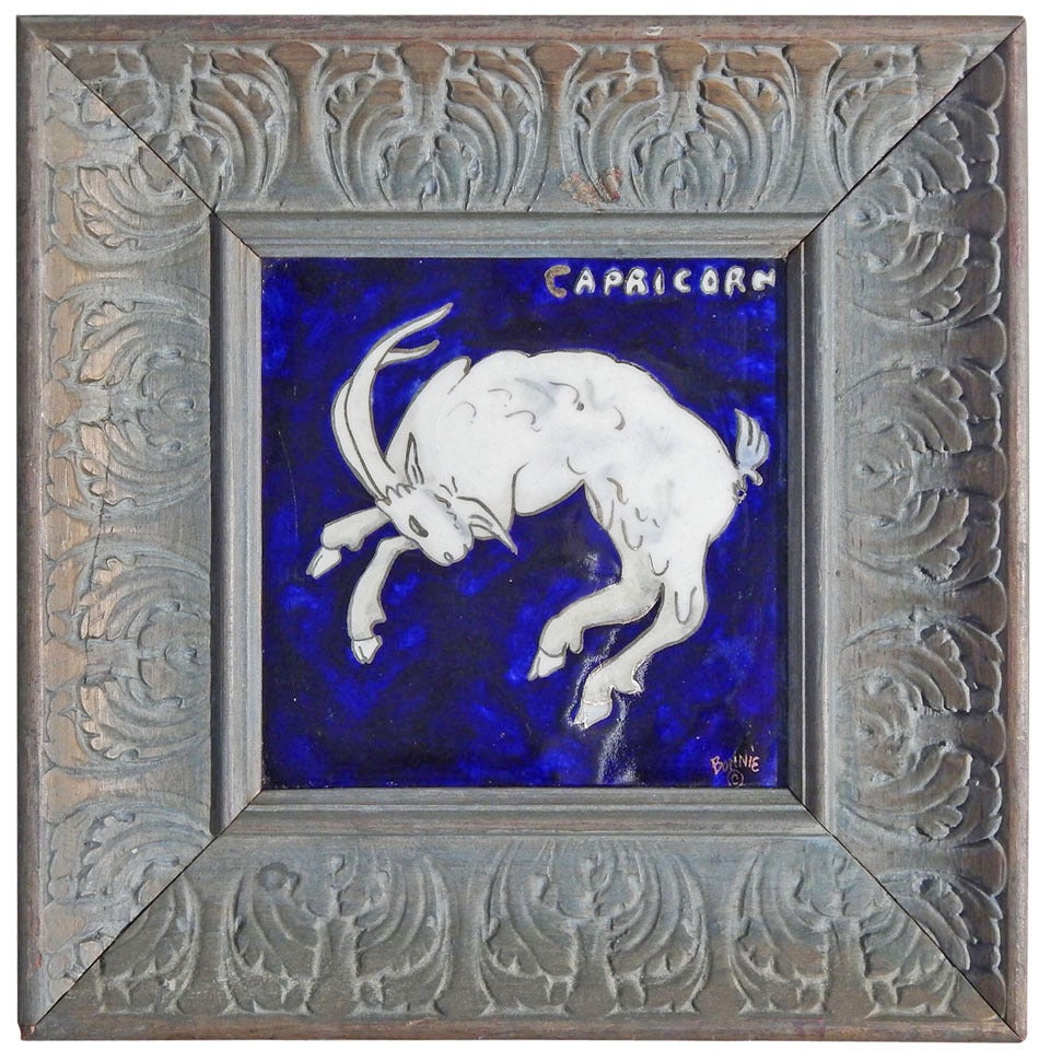 "Capricorn, " Important Art Deco Tile with Zodiac Theme by MacLeary For Sale