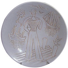 „Sailor at Port“, flache Schale von Rorstrand, Schweden