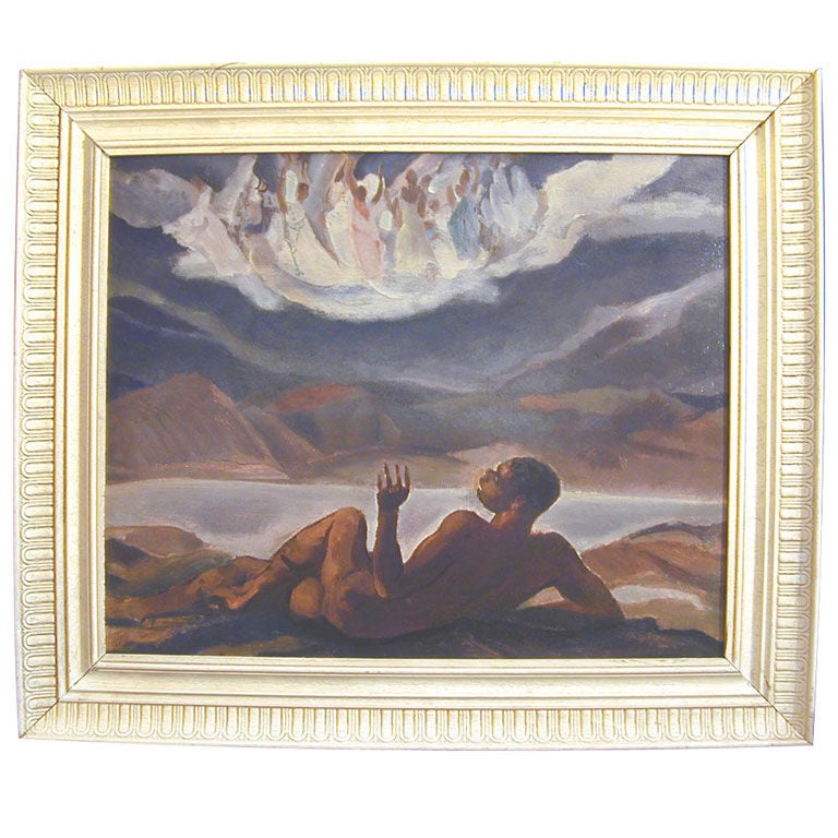 "Looking Heavenward, " Important Oil Painting wl Black Male