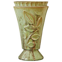 Vintage Rare, Large Art Deco Vase with Foliate Motif by Stangl for Fulper